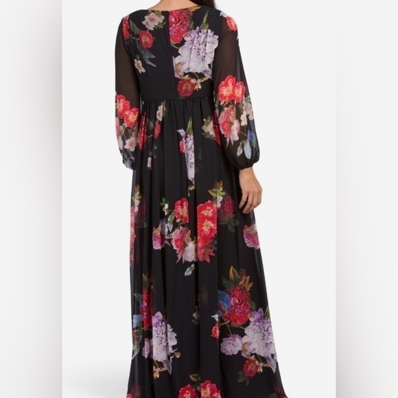 NEW Adrianna Papell chiffon floral v-neck boho long maxi formal wedding guest - Picture 7 of 8